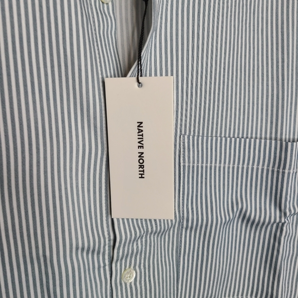 Native North Men's Blue Striped Bureau Shirt Button Up Front Size Large - Picture 7 of 9